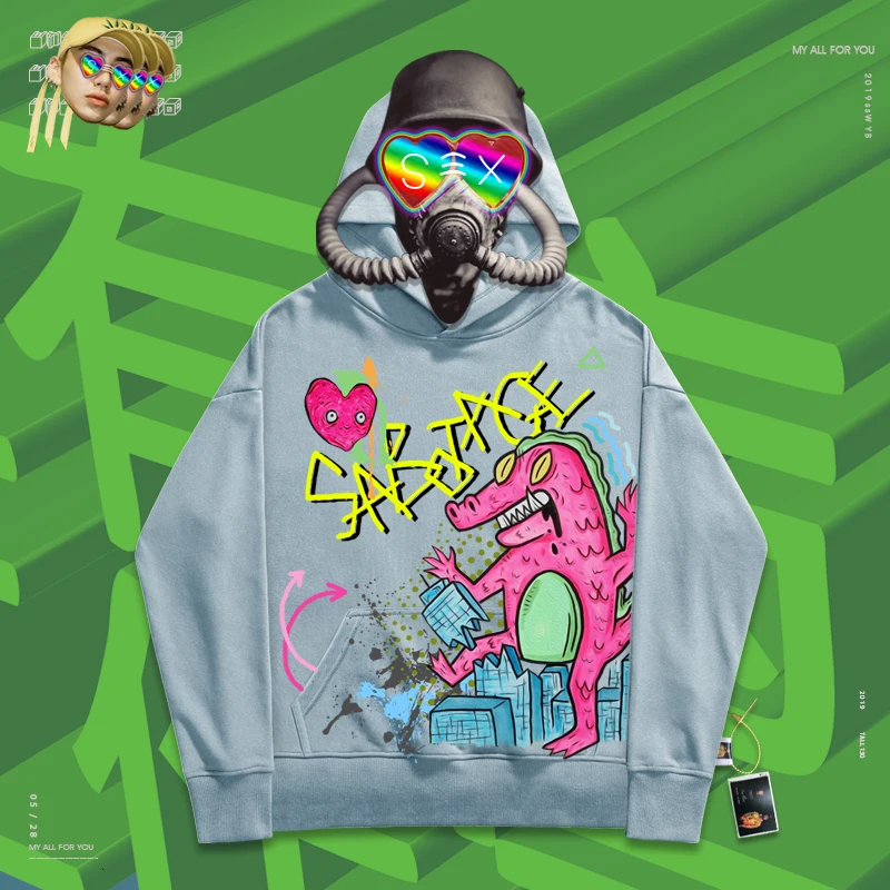 Детский свитер в стиле хип хоп творческий толстовки пара наклейки с принтом