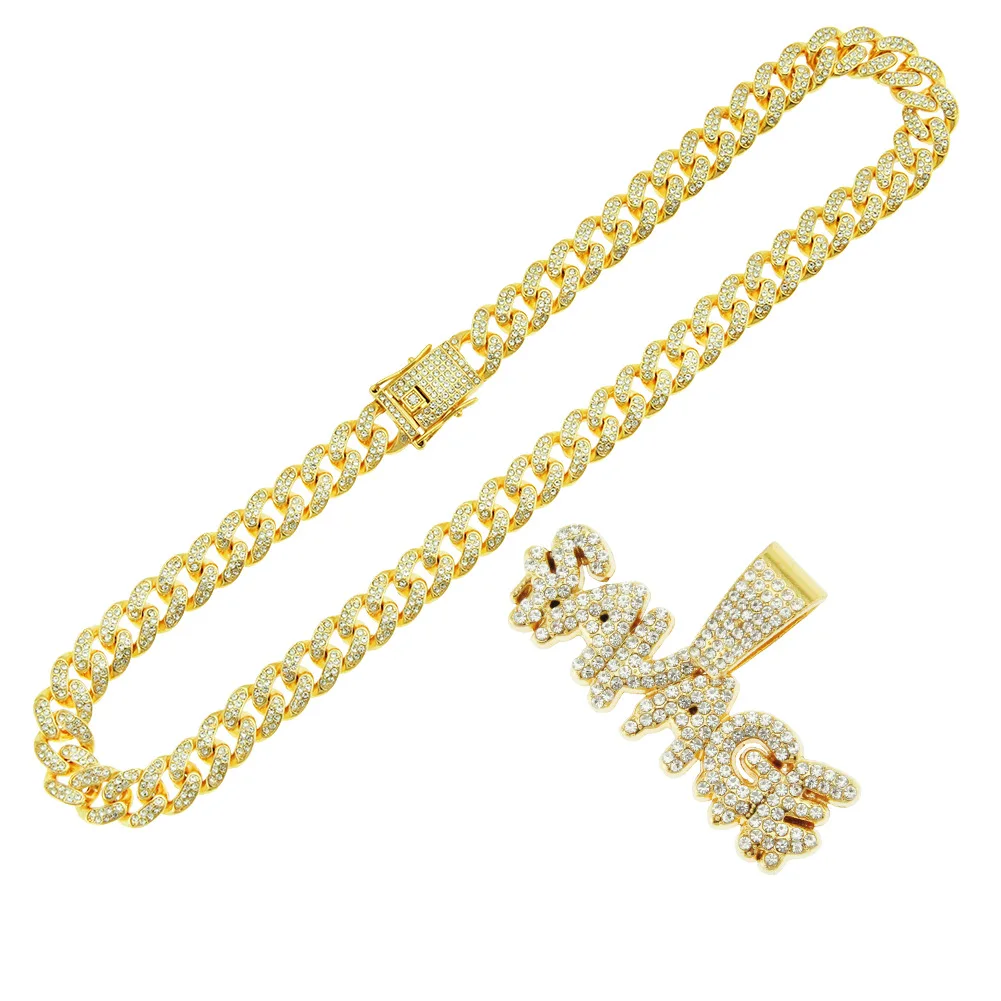 

Hip Hop Personality Men's Jewelry Letter Pendant Cuban Chain Necklace accessories chains women's trinket luxury 2021wholesale