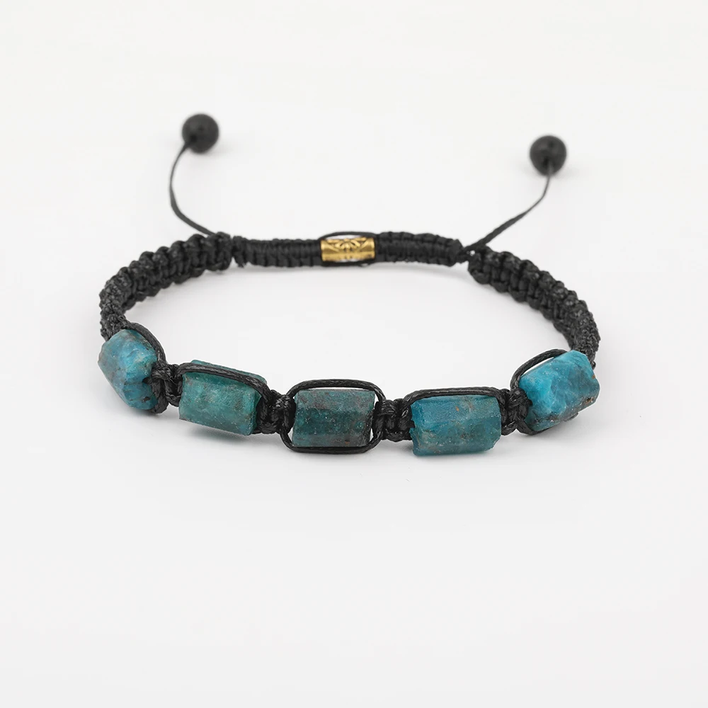 10 шт./лот Натуральный Синий Кианит чип бусины 6 мм черный лавовые шнур плетеный