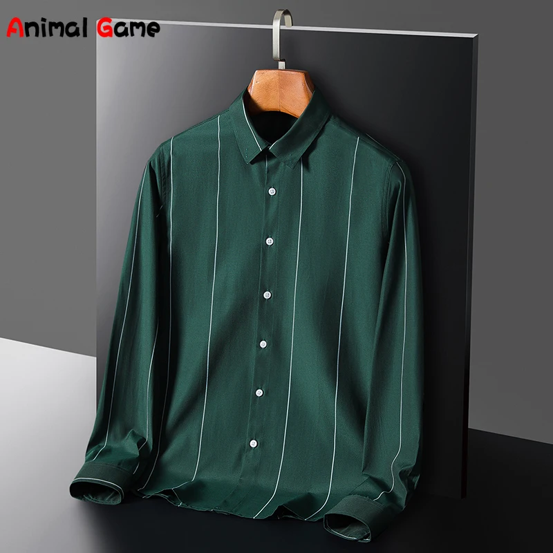 

Men's Casual Long Sleeve Stripe Shirt With Collar White Button Up Shirt Buttoned Shirts for Men Shirts 2022