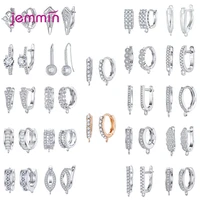 100 real 925 sterling silver huggie hoop earrings with shiny cubic zirconia small earrings for european women party jewelry