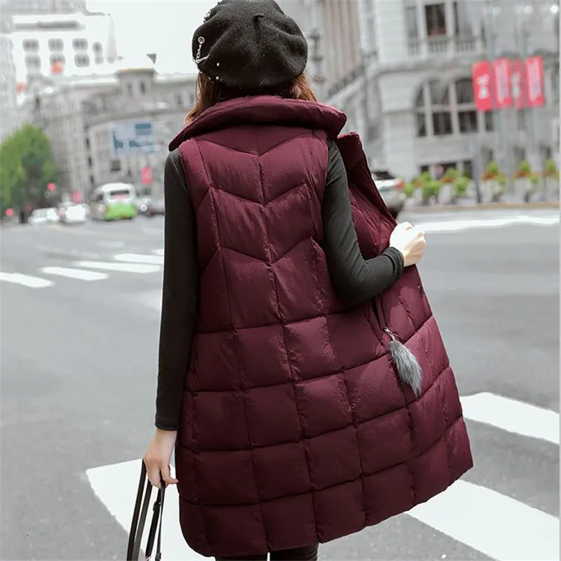 Women Winter Vest New Long Mouwlless Jacket Crack Down Cat Hot Female Plus Size CM588 |