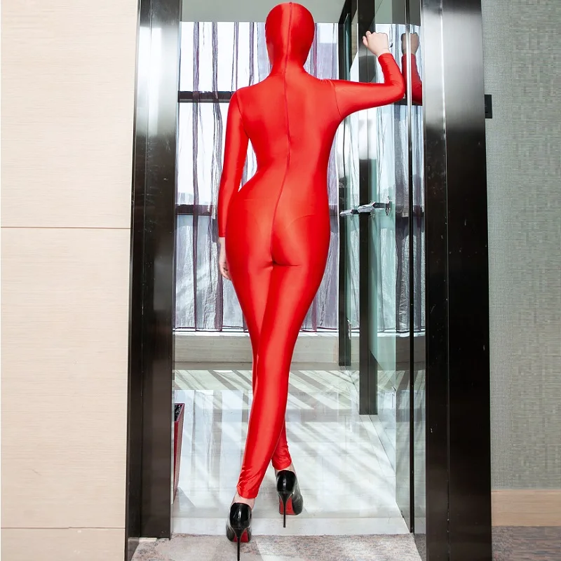 Сексуальная женская маска вор костюм кошки на молнии блестящее боди из гладкой