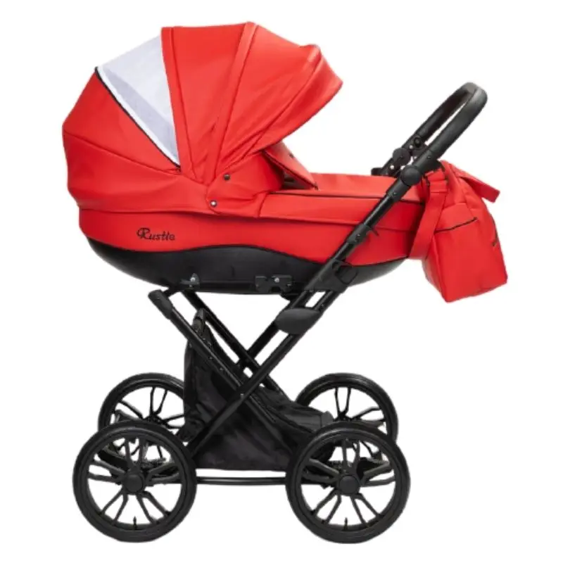 Коляска с люлькой Mr Sandman Польша из эко кожи для новорожденного красная