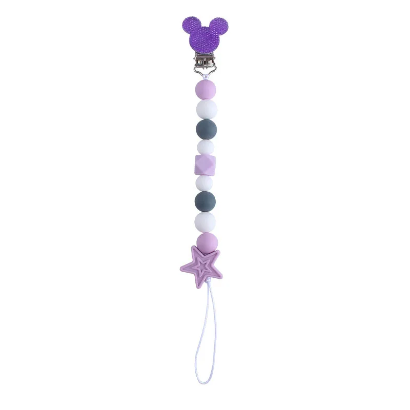Chupete de beb&eacute; con Clip, soporte de cuentas molares de silicona, juguete de dentici&oacute;n, regalo de cumplea&ntilde;os para beb&eacute;-3