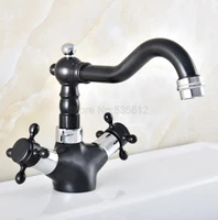 chrome black bathroom basin faucets brass dual cross handle sink faucets tall swivel spout washbasin vanity mixer taps tnf481