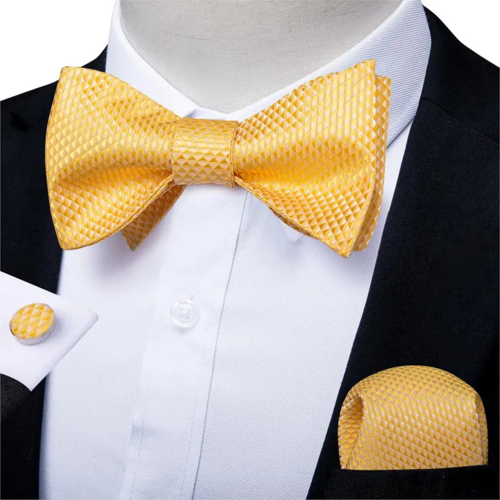 

Регулируемый Мужской Шелковый галстук-бабочка, самостоятельный галстук-бабочка, мужской золотой Свадебный галстук-бабочка, носовой платок...