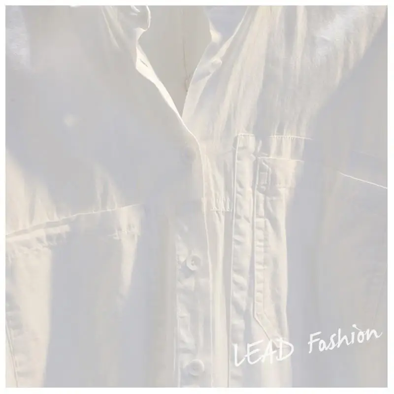 Блузка женская свободного покроя Повседневная белая хлопковая рубашка