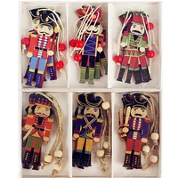 9pcs wooden nutcracker soldier christmas tree hanging decor nutcracker puppet xmas wooden pendants for new year home ornaments
