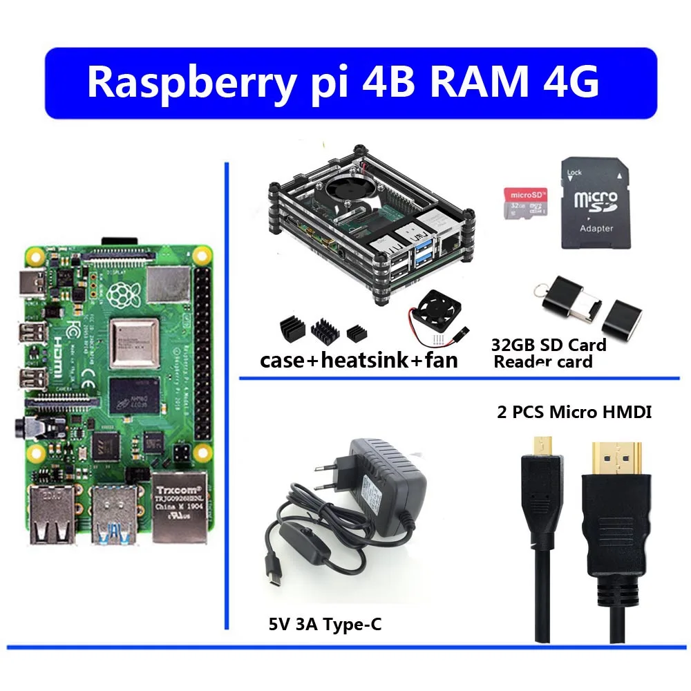 Серебристый Последние Raspberry Pi 4 Model B с 1/2/4GB Оперативная память BCM2711 Quad core Cortex-A72 ARM v8 1,5 ГГц Поддержка 2,4/5,0 ГГц WI-FI Bluetooth 5,0 - Цвет: Серебристый