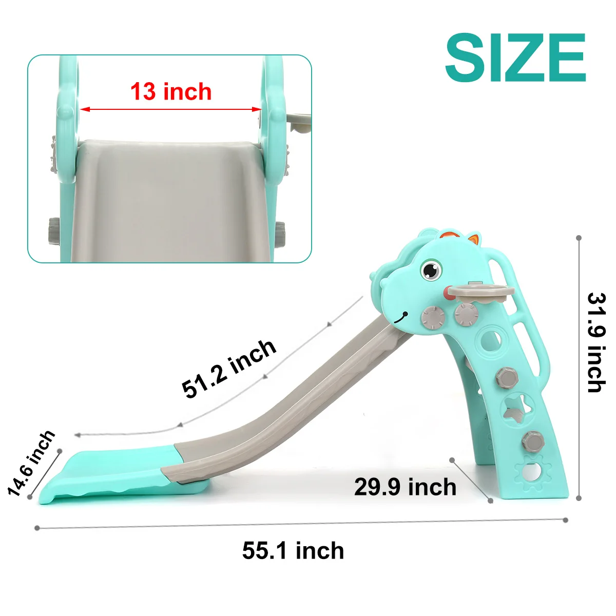 

2-IN-1 Dinosaur Style Foldable Children Slide Widen & Lengthen Kids Slide Home Toy Gift for Indoor & Outdoor Playground
