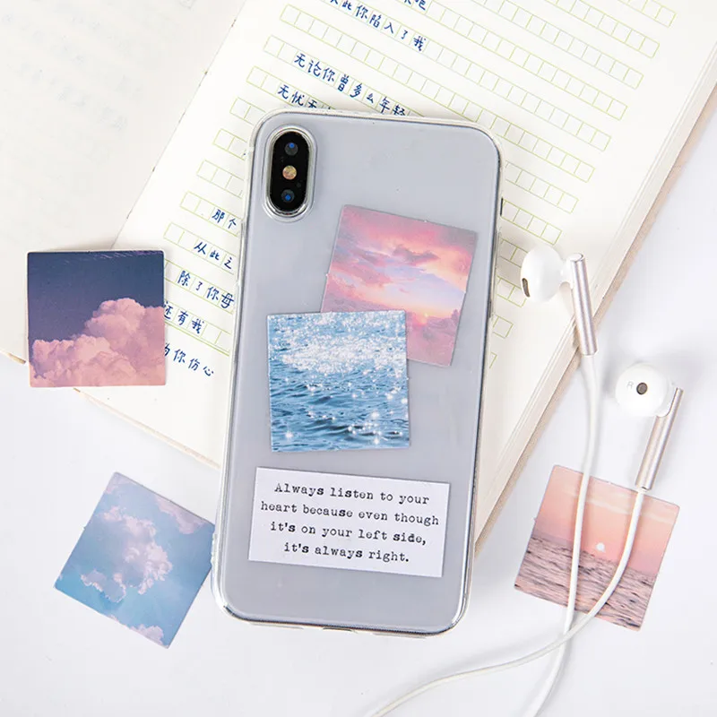 Natural Scenery Boxed Sticker INS Sky Sea Light Shadow Bullet Journaling Accessories Stickers Aesthetic Decorate Sealing | Канцтовары