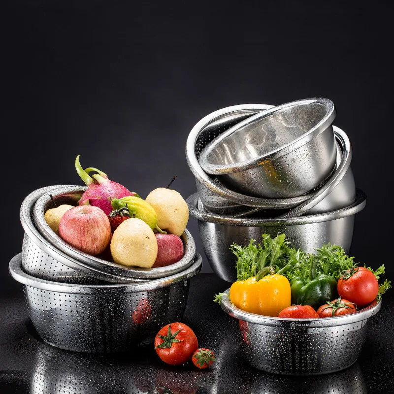 

Vegetable sink drain basin set household rice washing sieve, rice bowl, kitchen drain basket and egg beating basin