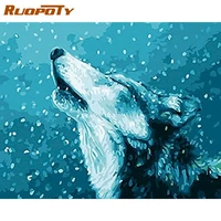 ruopoty 60x75cm frame wolf painting by numbers acrylic colorful animals hand painted oil paint by numbers for home decor art