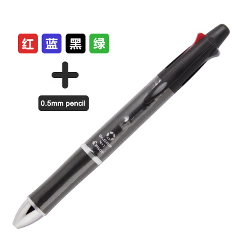 Pilot Dr. Grip 4+ 1 BKHDF-1SR 4 шариковая ручка 0,7 мм черный, синий, зеленый, красный 1 механический карандаш 0,5 мм - Цвет: Черный