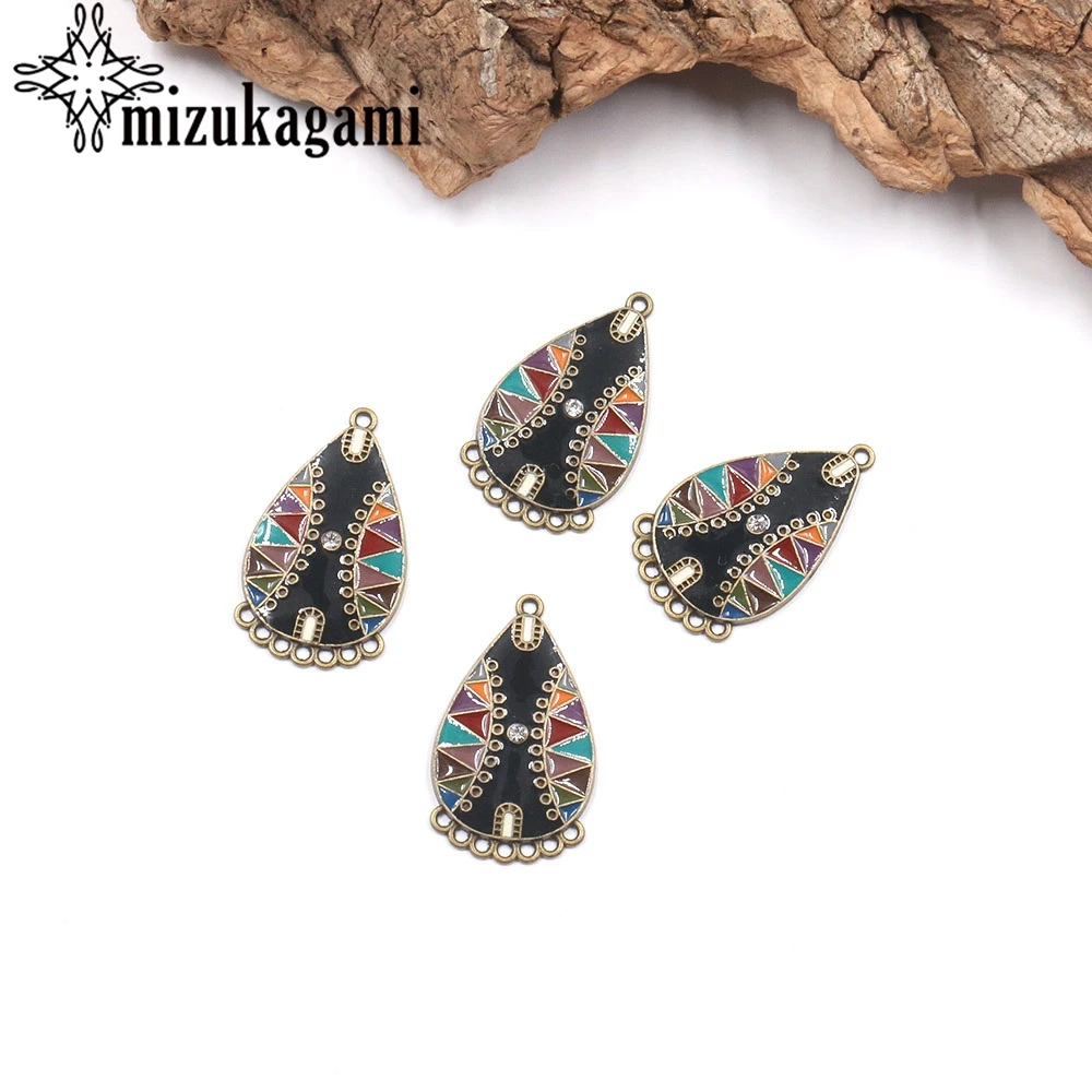 Ретро цинковый сплав Эмаль капли воды шармы соединители 6 шт./лот для DIY Модные