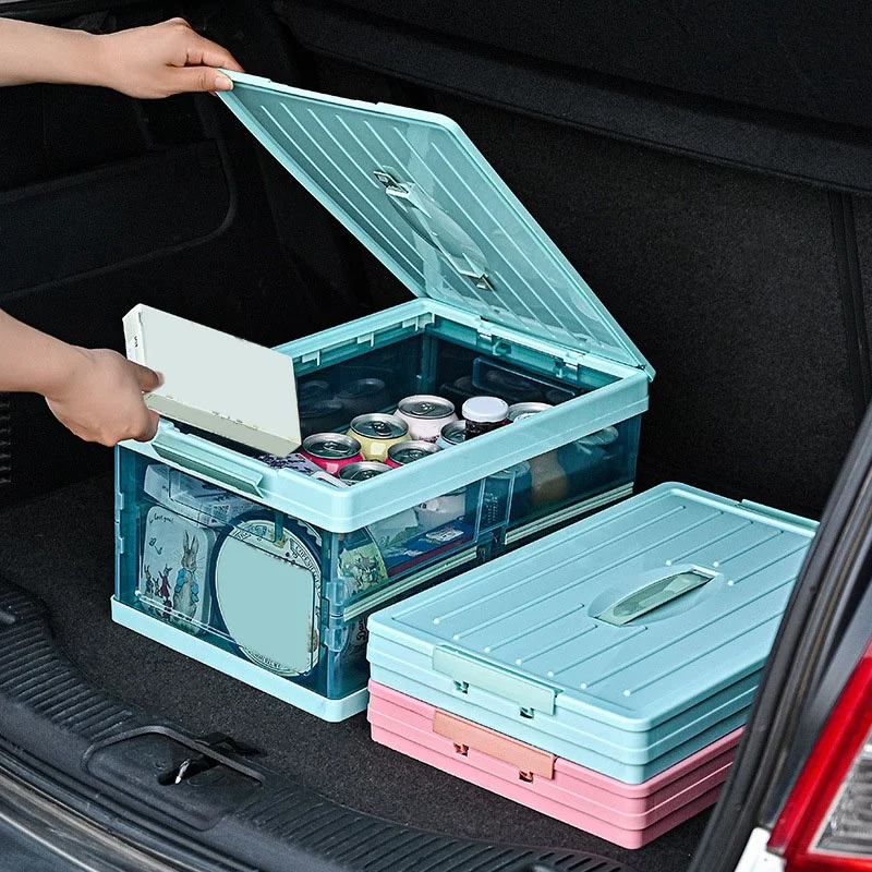 

Transparent Collapsible Storage Box,Storage Box for Household Use,Multifunctional Storage Box with Lid, Book Box