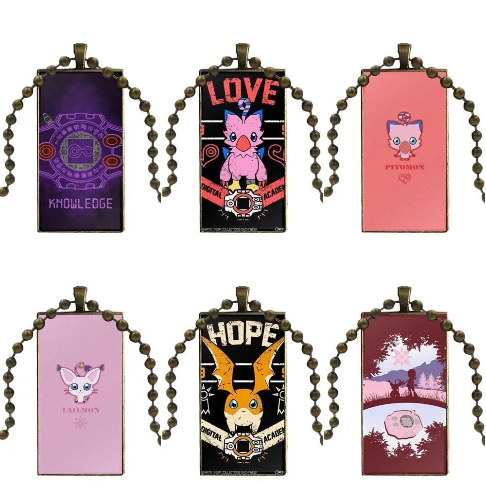 Кавайная героиня мультфильма Digimon Digital Monsters для женщин, брендовое бронзовое ювелирное изделие, модное высказывание о стиле, стеклянное ожерелье с подвесками.