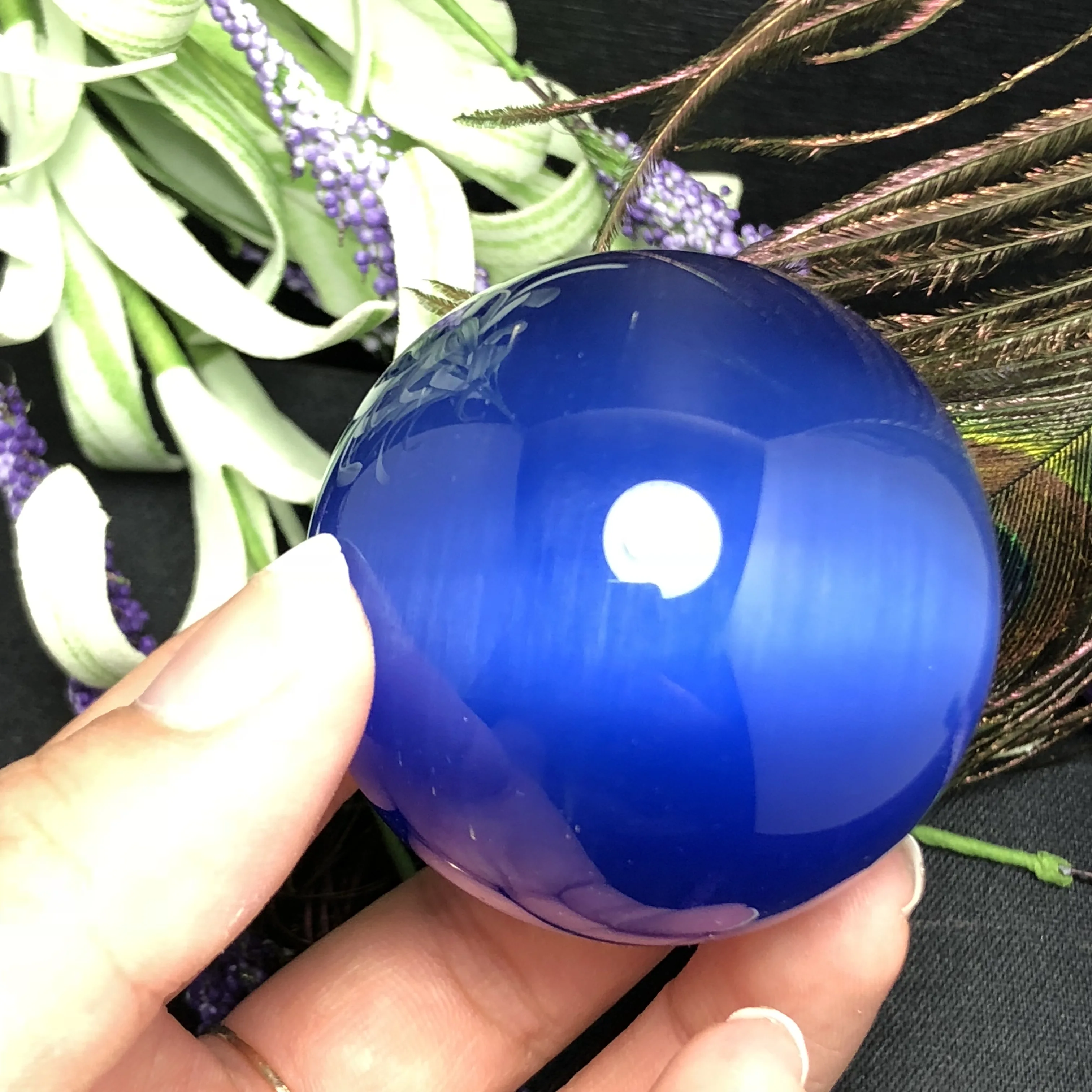 Разноцветная кошка с голубыми глазами камень женский ni яйцо Голубой опал очень