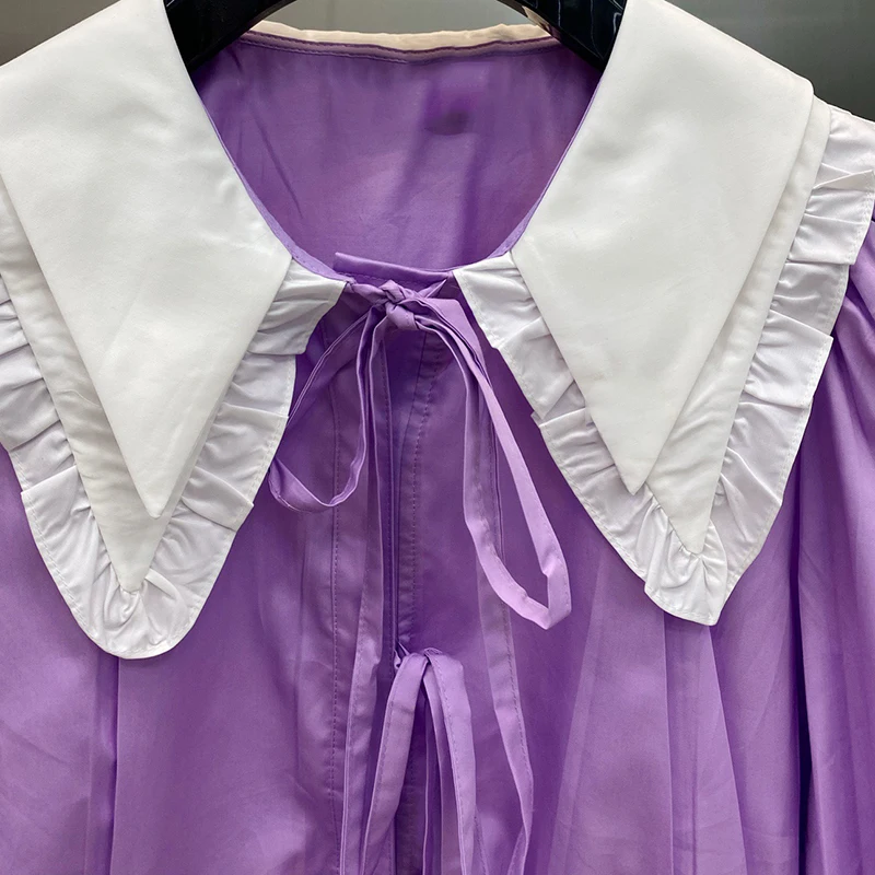 

Blouse Women 2021 Spring New Style French Long-sleeved Shirt Korean Commuter Bow Satin Party Tops Women