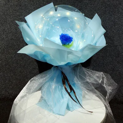 blue Rose Подарок на день Святого Валентина, розовая конфета, Рождественский Романтический подарочный набор, HD прозрачный букет, свадебные принадлежности - Цвет: blue Rose