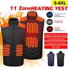 Жилет с подогревом для мужчин и женщин, теплый зимний жилет с электроподогревом, 11 областей
