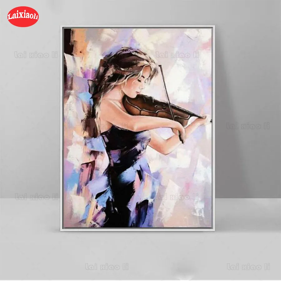 

5d photo Round Diamond Painting Hot selling home, violin girl Full Drill Square Mosaic Home Decor Handmade Embroidery Gift