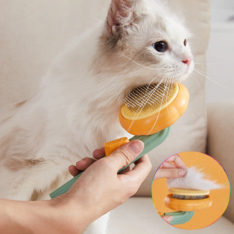 

Dog Cat Comb Rabbit Brush Pumpkin Self Cleaning Slicker Brush for Cat Puppy Grooming Tool Removes Loose Undercoat Tangled Hair