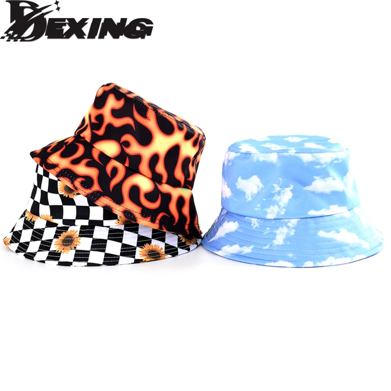 

Spring Summer Sun Hat Sky Clouds Blue Bucket Hat for men Women Outdoor Fashion Fishing Hunting Cap Bob Chapeau fishman hat