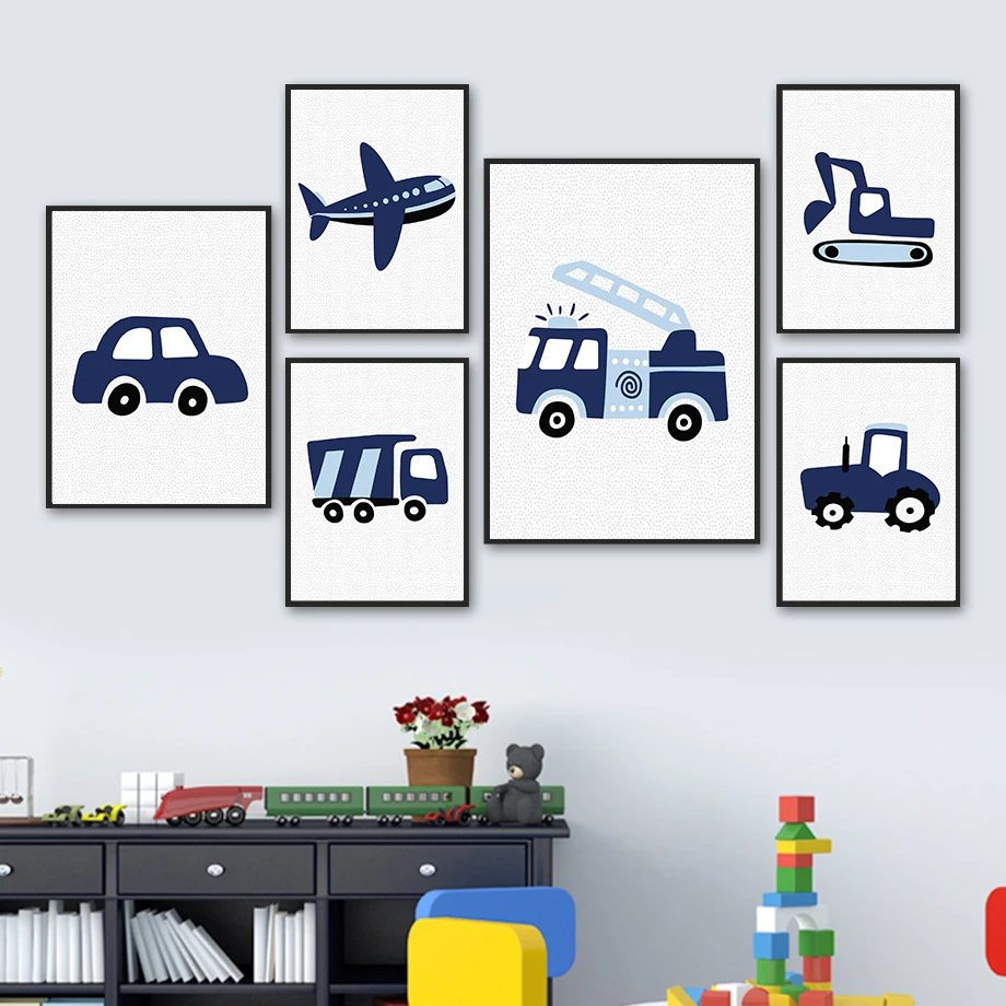 

Fire Truck Engineering Vehicle Nursery Wall Art Canvas Painting Nordic Posters And Prints Wall Pictures Baby For Bedroom Decor
