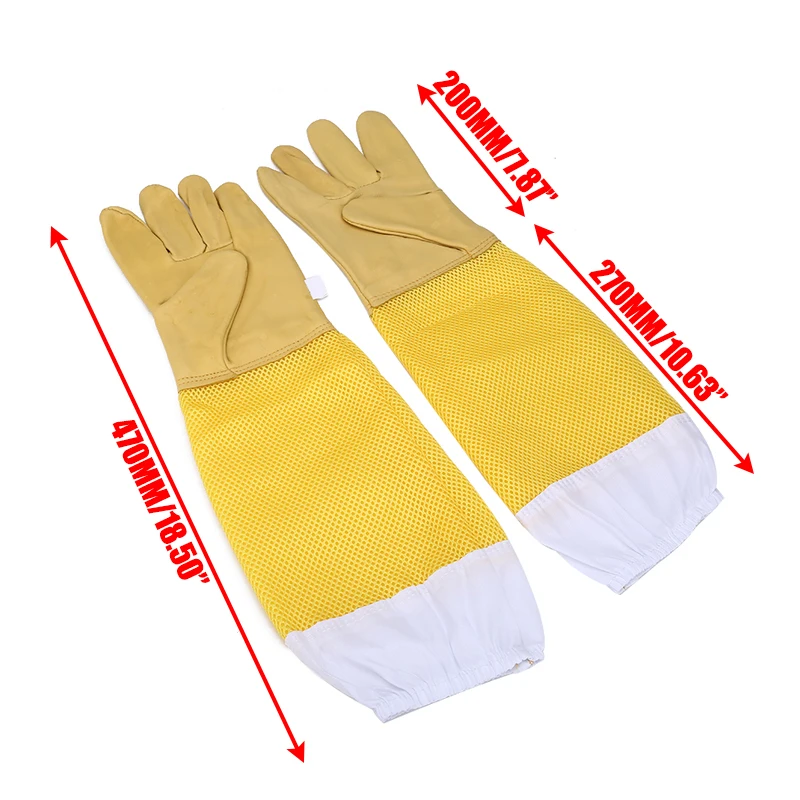

Mayitr 1pair Beekeeper Beekeeping Protective Gloves Goatskin Ventilated Long Sleeves XL Car Repair Tool