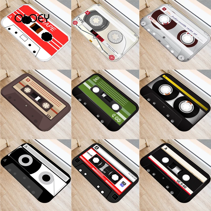 Ретро Кассетная лента нескользящий декоративный дверной коврик фланелевый