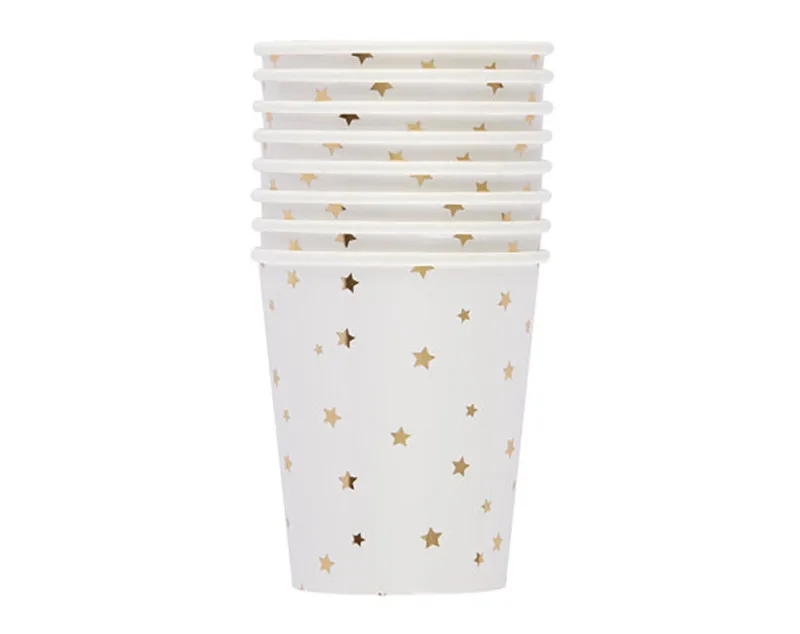 48 шт фольги Золотая Звезда бумажные стаканчики кофейные чашки питьевые Дети