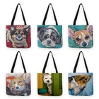 Женская сумка-тоут с принтом в виде собаки и маслом