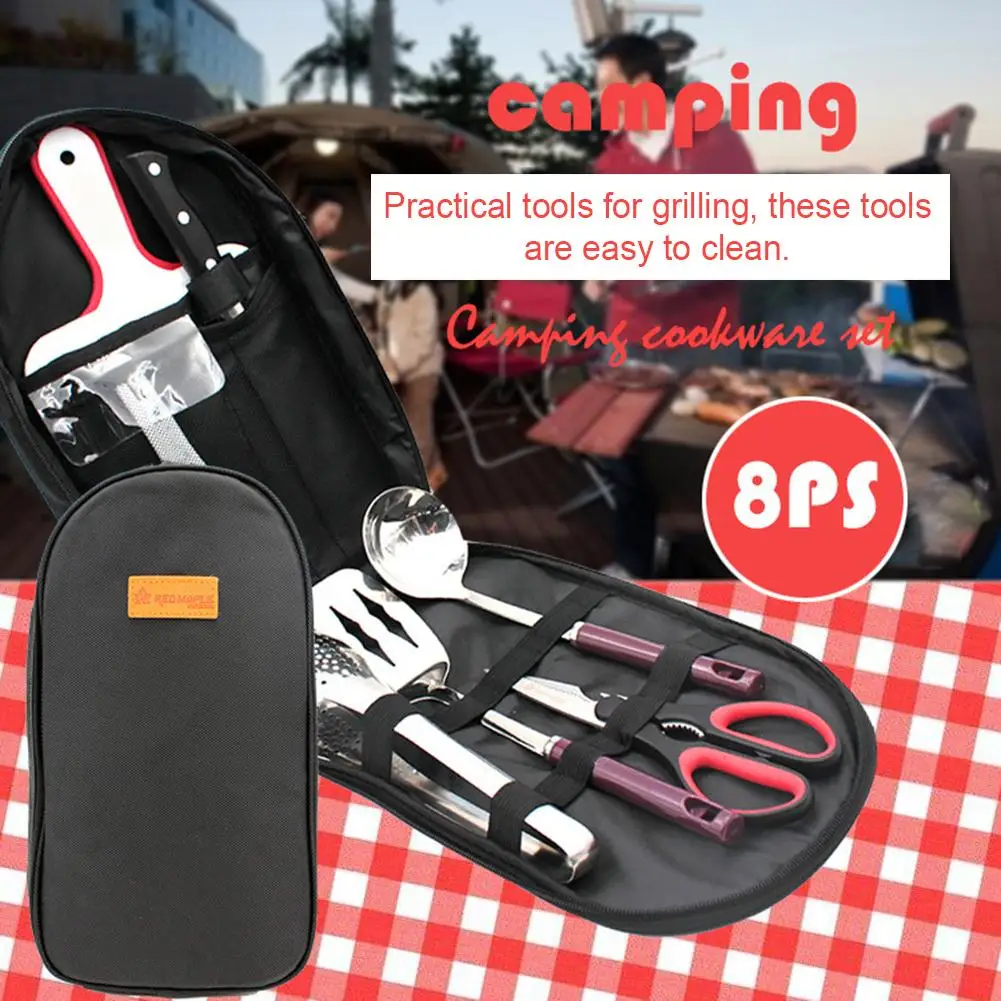 8 шт. Набор портативных кухонных принадлежностей из нержавеющей стали | Спорт и