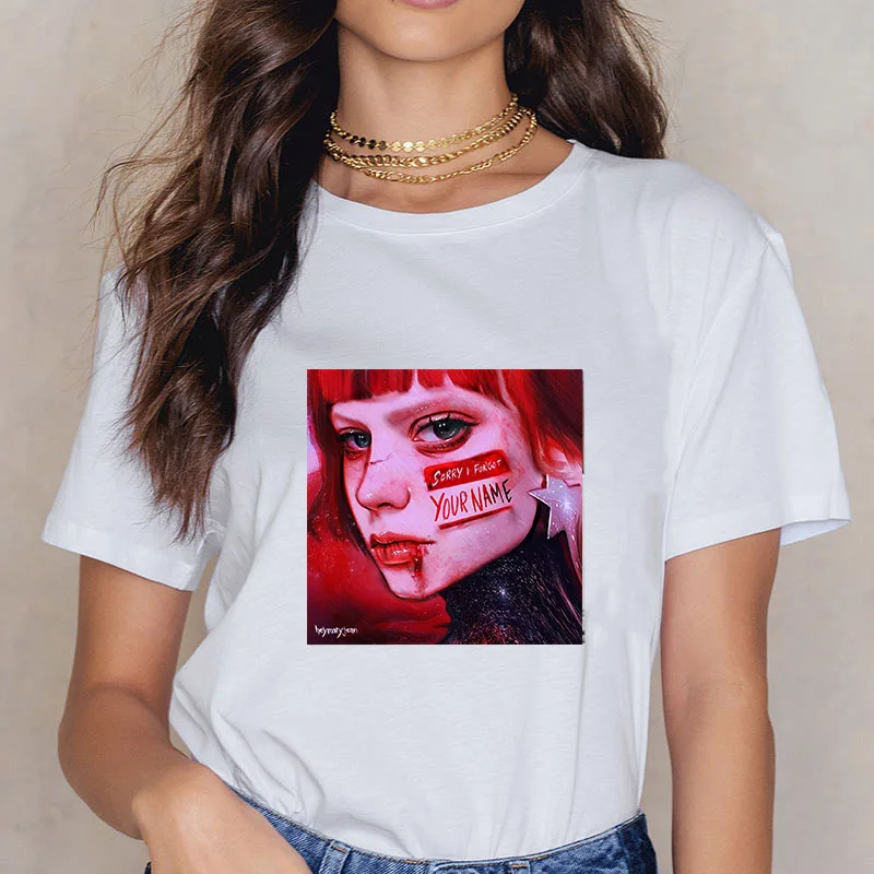 White02 Female T-shirt harajuku gym gothic hope world clothes t shirt women tops friends vlone vintage stranger things ariana grande - Цвет: White02