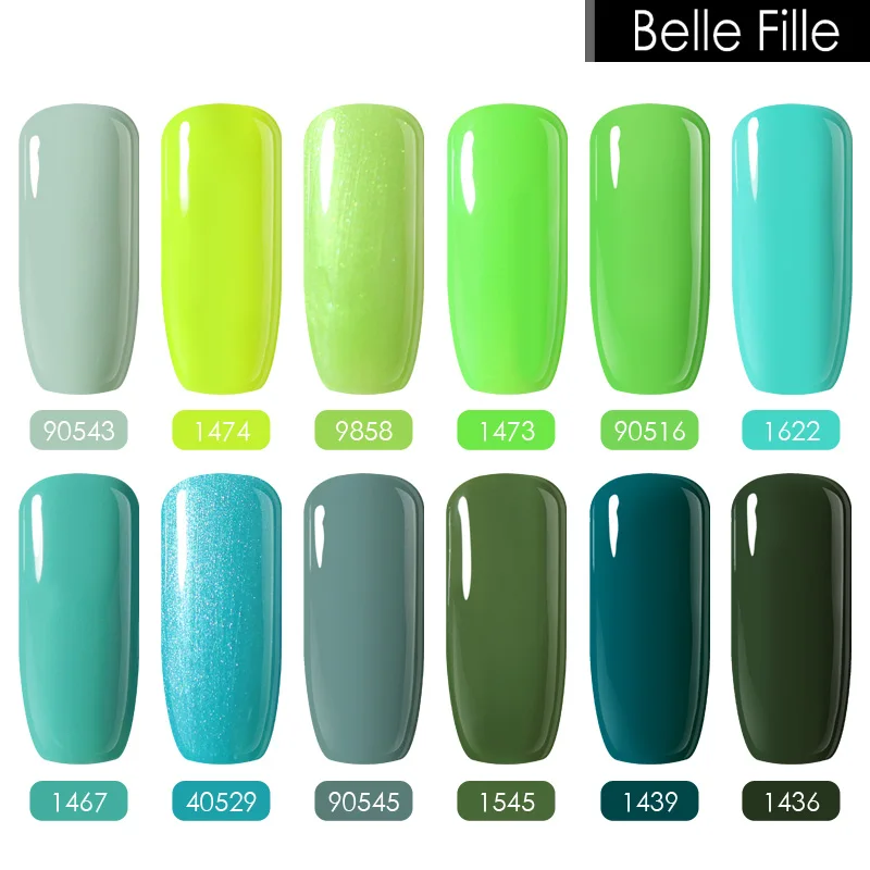 Гель для ногтей Belle Fille 10 мл зеленый синий лак гель Лаки Отмачивание лака