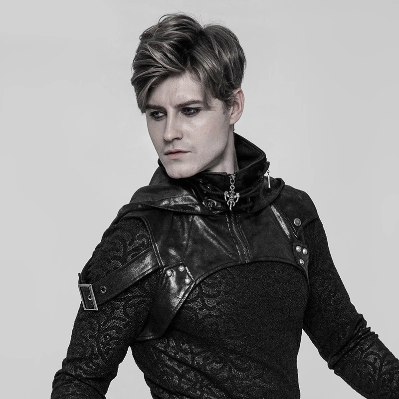 Мужская кожаная шляпа в стиле панк рока Черная|Аксессуары для костюмов| |