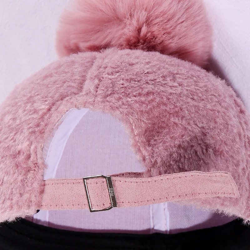 

Han Edition In The Fall And Winter Fashion Faux Suede Heavy Hair Ball Cap Hip-hop Ms Candy Color Warm Baseball Cap
