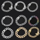 Мужской браслет со сверкающими звеньями в стиле хип-хоп, украшение из кубинской цепи Майами с украшением в виде Стразы и бабочки