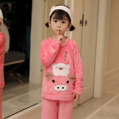 Пижама детская фланелевая утепленная с длинным рукавом на флисе|Комплекты пижам|