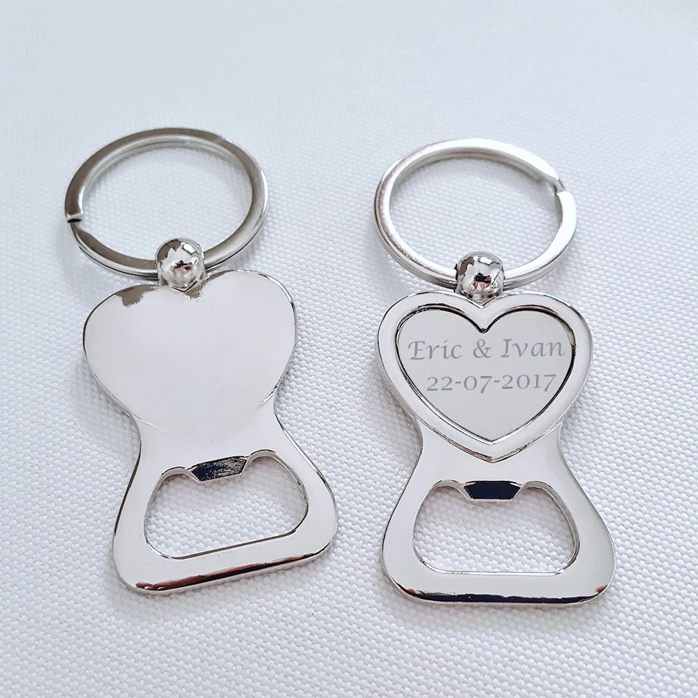 Персонализированные сердца брелок держатель для ключей свадебные предпочтения