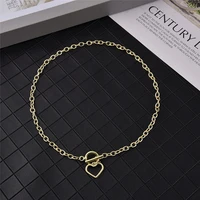 love pendant necklace metal texture exaggerated thick chain hip hop clavicle ot chain