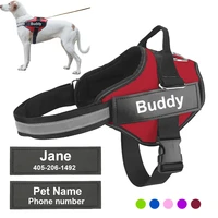 reflective dog harness vest leash set adjustable nylon pet harness id custom outdoor safety walking dogs collar pet supplies