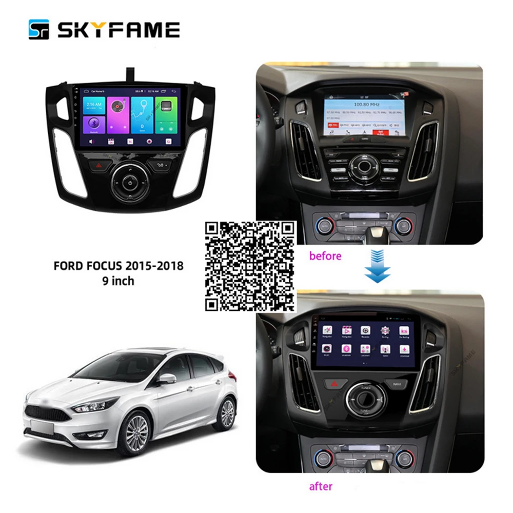 

SKYFAME Car Accessories Radio Stereo For Ford Focus 2015/2016/2017/2018 Android Multimedia System DSP GPS Navigation Player
