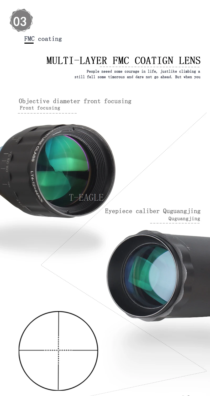 SNIPER 4-12X44 AOGL Hunting Riflescopes Tactical Optical Sight Full Size Glass Etched Reticle RGB Illuminated Rifle Scope