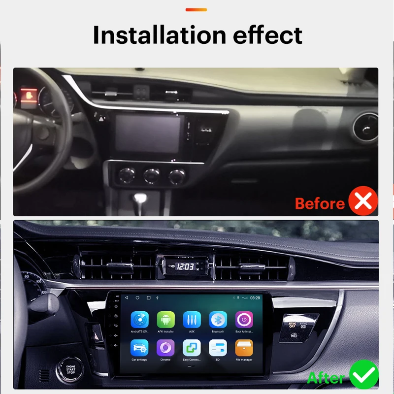 AKAMATE 2din 10inch Car Radio Touch Screen Android Multimedia Player GPS WIFI RDS FM For TOYOTA Corolla Altis 2014-2016 | Автомобили и