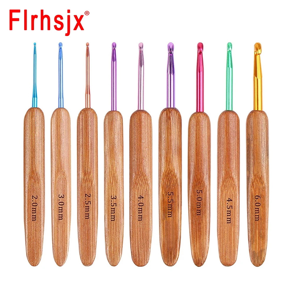 

9pcs/Set 2mm-6mm Bamboo Knitting Needles Set Multicolor Knitting Hooks Set DIY Crochet Hooks Needles For Yarn Handle