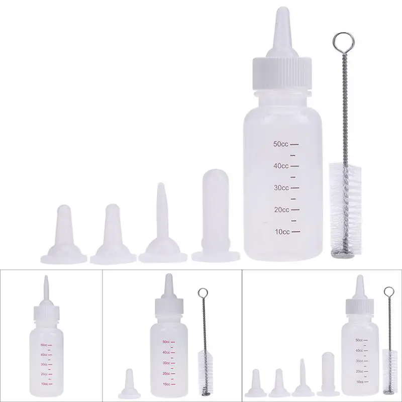 

50ML Puppy Kitten Feeding Bottle Set Pet Dog Cat Bady Nursing Water Milk Feeder With Cleaning Brush Newborn Cat Drinking Bottle