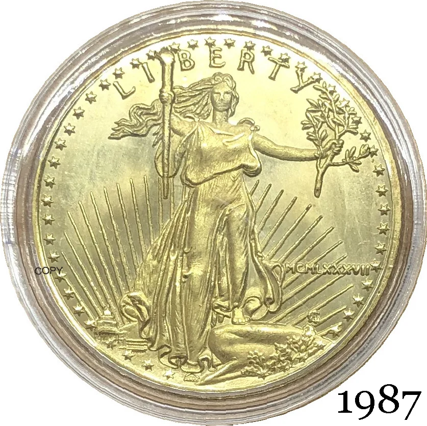 

Соединенные Штаты, Искусственные золотые металлические монеты, менее 25 долларов, 1987 свобода, mcmlxxxx, монета